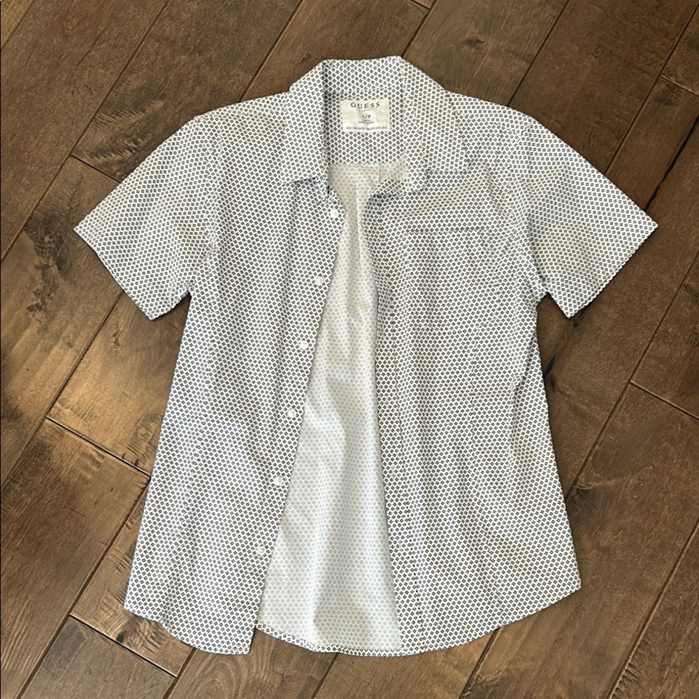 Guess Men's White Patterned Shirt